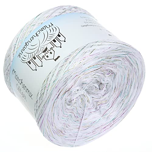 Märchengarne Weiß Multicolour Glitzer Bobbel 300g - 1140m 4Fach – Bild 4