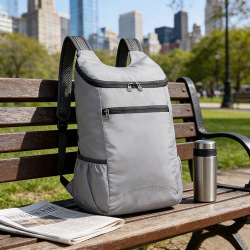 Mochila plegable de gran capacidad gris miniatura 1
