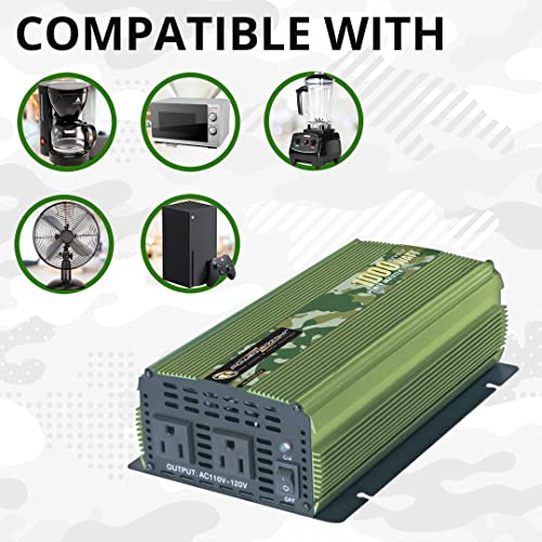1000 Watt Power Inverter, DC 24V to 120V AC Car Inverter, Modified Sine Wave Converter, Back Up Power Supply for Small Appliances, Laptops & Power Tools w/ 120V AC Outlets - CE Approved - Image 5