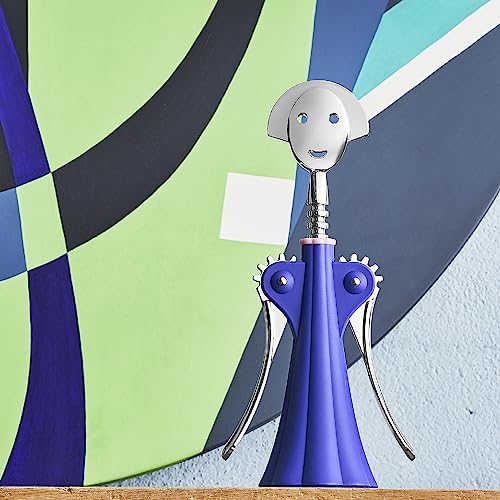 Alessi Anna G. AM01 DAZ - Design-Korkenzieher, aus Thermoplastischem Harz und Verchromtem Zamak, Blau
