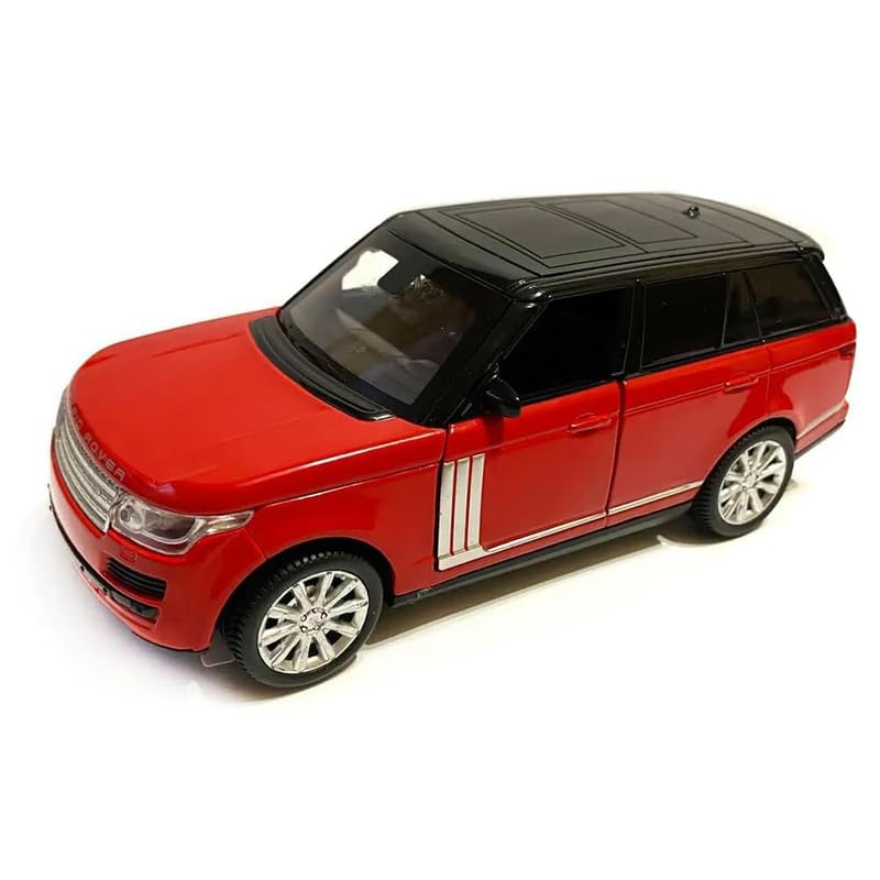 PINQUE Kids New Car 1:32 Range Rover Diecast Alloy Metal Pull Back Car with Openable Doors Music Sound and Light Vehicle Toy Car for Boys (Red)