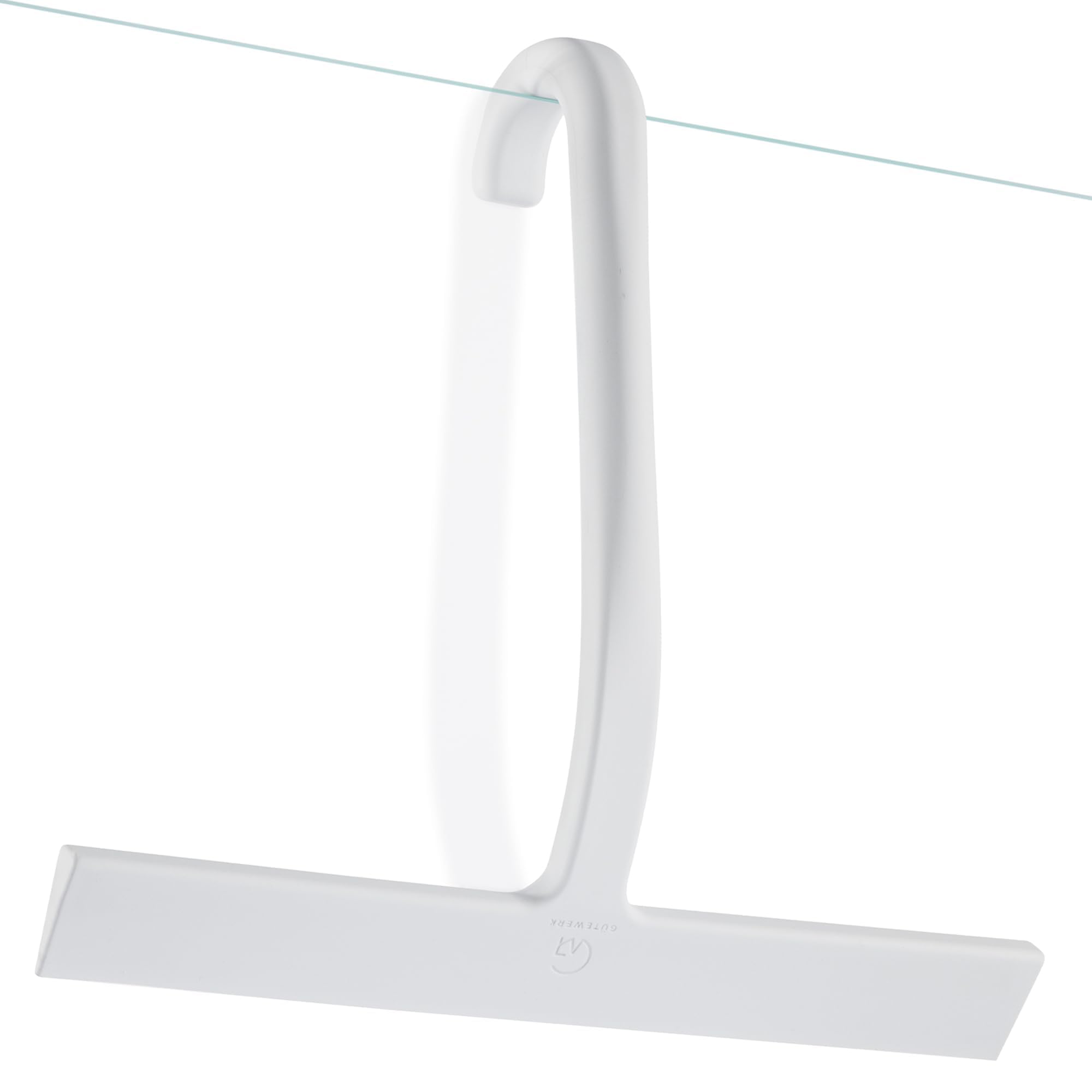 GÜTEWERK Shower Squeegee for Glass Doors, 10" White with No-Drill J-Hook