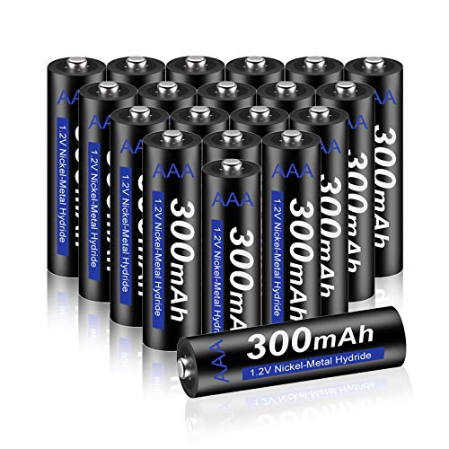 CITYORK Baterías Recargables AAA 300mAh 1.2V NiMH AAA Pilas Recargables, Paquete de 20, Baja Autodescarga y Precargadas, Ideal para Juguetes, Teclado/Mouse Inalámbricos