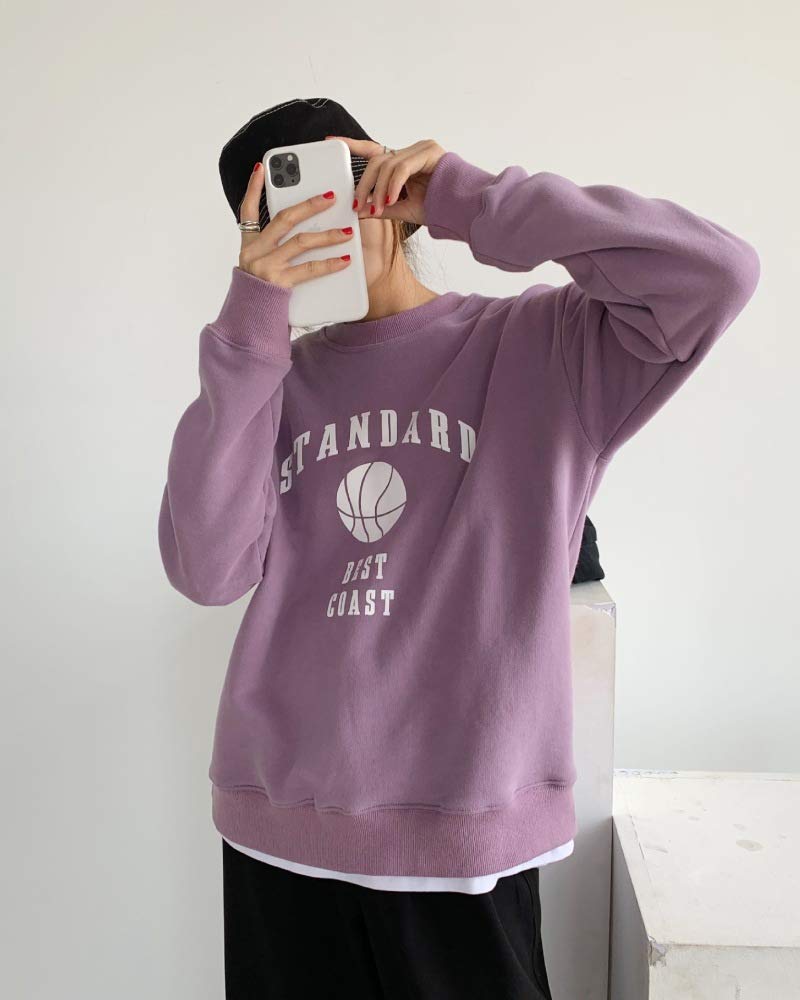 ZZAI Suéter De Cuello Redondo para Niña - Suéter con Estampado De Letras - Abrigo De Estudiante Suelto,Purple