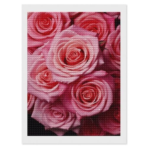 Kit d'art diamant fleur de rose broderie strass ronds pour adultes