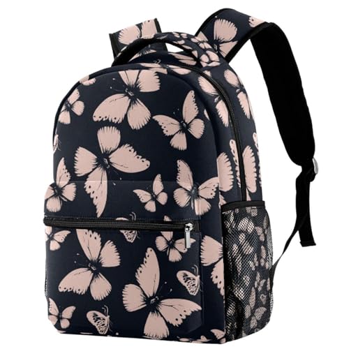 Sac à dos d'école imprimé papillons roses multicolores avec grand volume