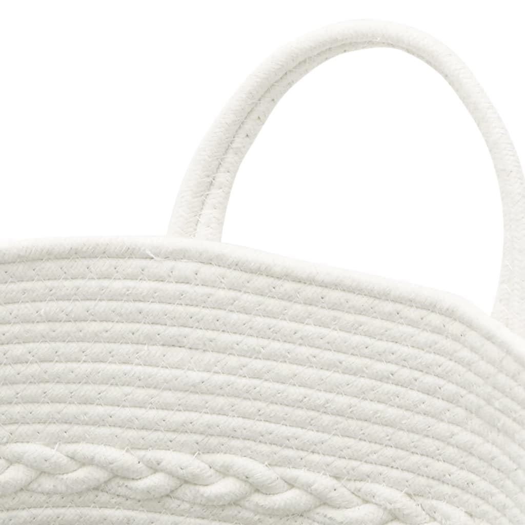 Dekokorb Baumwolle mit Griffen, faltbarer Aufbewahrungskorb Braun Weiß Ø43x38 cm – langlebiges Baumwollseil, platzsparendes Design, ideal für Kleidung, Handtücher, Decken