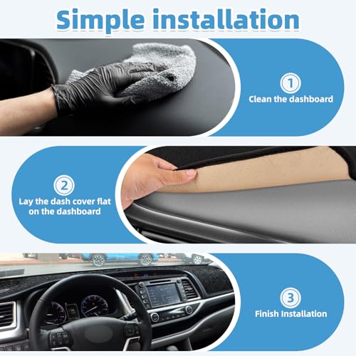 Image of Dash Cover Mat Compatible with Toyota Highlander 2014-2019 Non-Slip Dashboard Cover Mat Sunshade UV Rays Protector Interior Accessories(Not Fit GrandHighlander)
