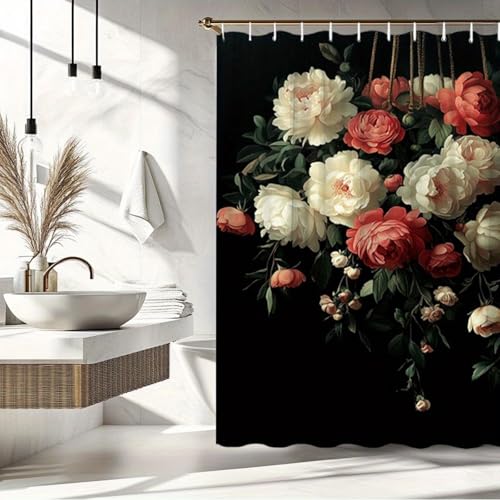 Rideau de douche noir lavable en machine anti-éclaboussures 120x150 - 4