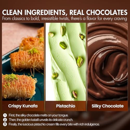 Image of Fronia Kunafa Chocolate Bar Dubai Style 100g | Pistachio Kunafa Dubai Chocolate Dessert | Milk Chocolate, Creamy Pistachios & Crunchy Kunafa Spread | Dubai Kunafa Chocolate Pistachio - 100g