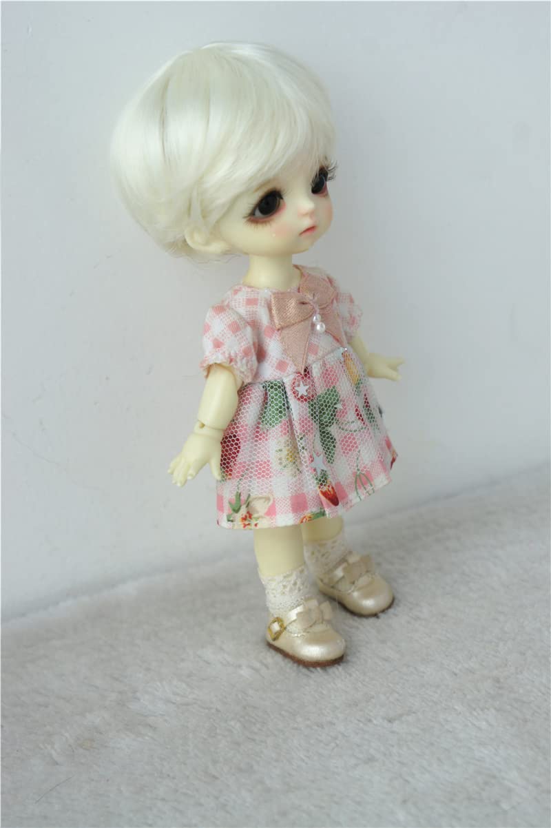 Doll Wigs ONLY D28053 5-6inch 13-15CM 1/8 Enfant Baby Synthetic Mohair Doll Wigs (Ivory White)