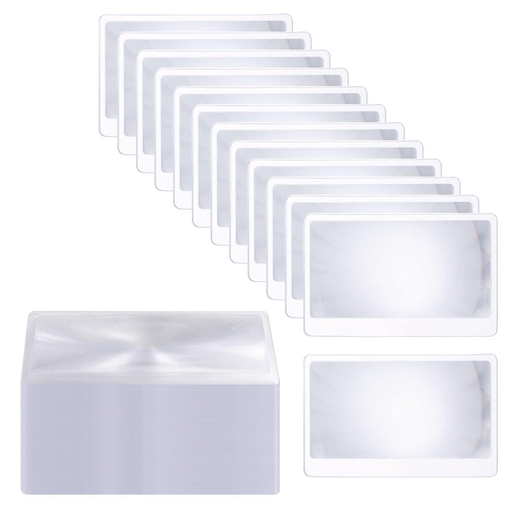 Lot de 100 lentilles de Fresnel Fines, loupe au Format Carte bancaire, lentilles grossissantes Portables 3X pour Lecture, Cartes de 8,4 x 5,6 cm pour journaux, Livres et Documents