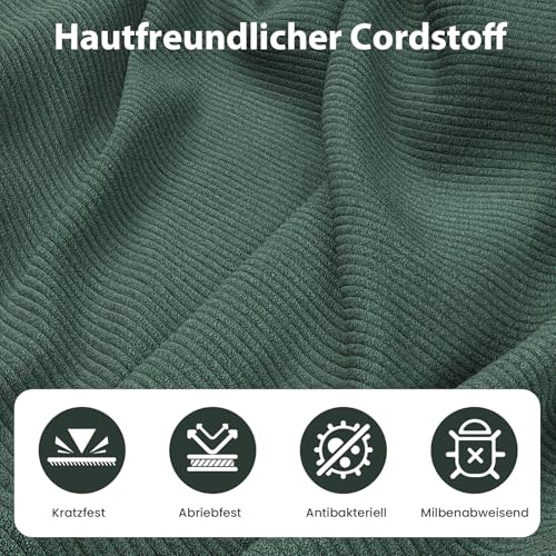Hamlody Sofa 160cm, 2-Sitzer Sitzbank mit Samt Bezug, Kompakt für kleine Räume | Bequem & Einfach Montiert | 42cm hochelastischer Schaumstoff, Grün