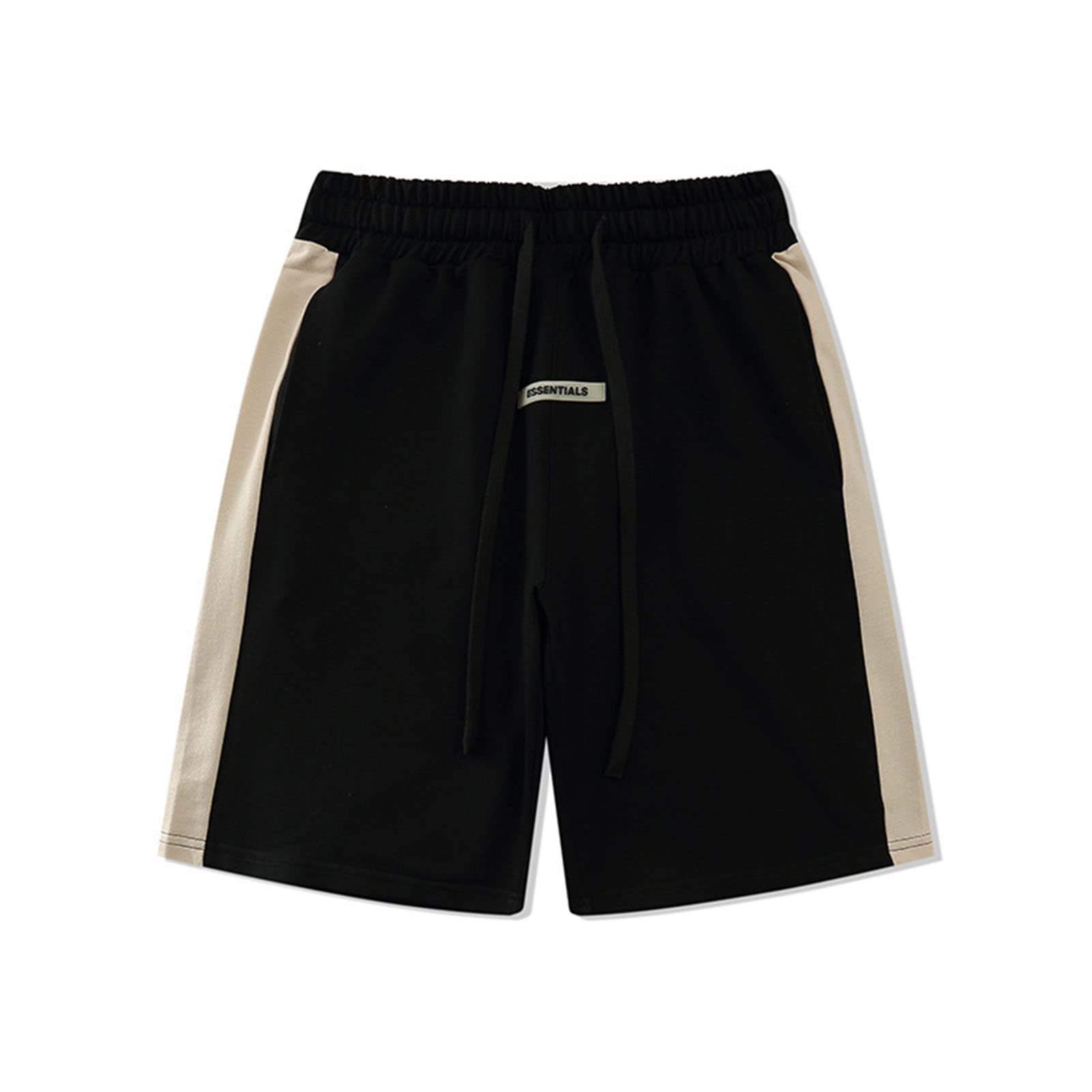 Fear of God Essentials Sweatpants Spring/Autumn Thin Section Jogging Letter Print Double Colorblock Running Shorts Jogging Pants With Pocket Streetwear M Black