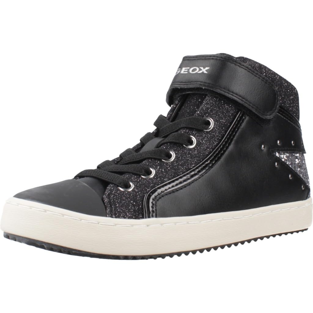 Geox Junior J Kalispera Girl Sneakers, Black/Dk Silver, 38 EU