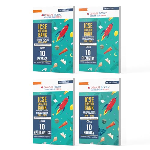 Image of Oswaal ICSE Question Bank Chapter-wise Topic-wise Class 10 (Set of 4 Books) Physics, Chemistry, Maths and Biology For 2026 Board Exams