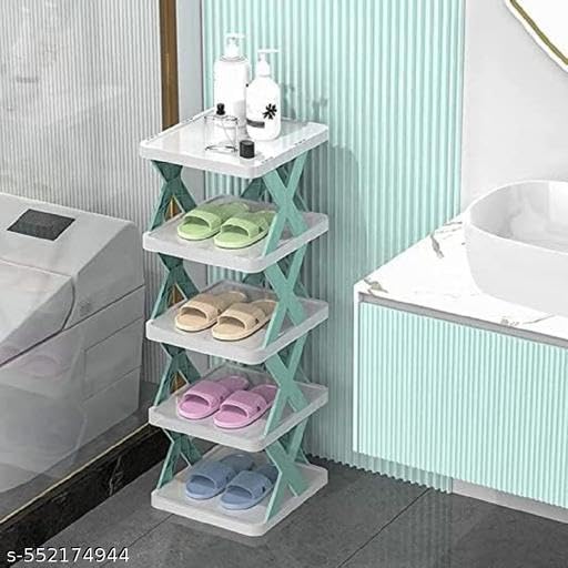 Image of 5 Layer Shoes Rack for Home Plastic,Stand Organizer Stackable Storage Bedroom entryway Slots Shelf Footwear Rack, Multi-Purpose Durable Plastic (6 Layer,) | RR 297