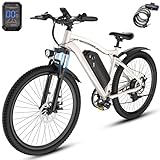 Electric Bike for Adults, 26' Commuter Ebikes with 5-Level Pedal Assist & 7-Speed Gears, 25MPH, 720W Motor, 375Wh Battery, 50 Miles, Lockable Suspension Fork, Lightweight Electric Mountain Bicycles