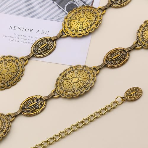 Western Belt Concho Chain Belt for Women Country Concert Outfits Western Cowboy Waist Chain Belt Country Concert Dress 6