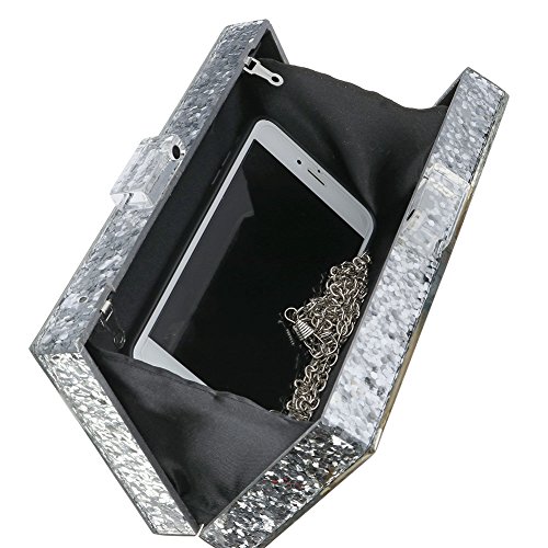 Silver Acrylic Clutch Bags Glitter Purse Perspex Bag Handbags for Women