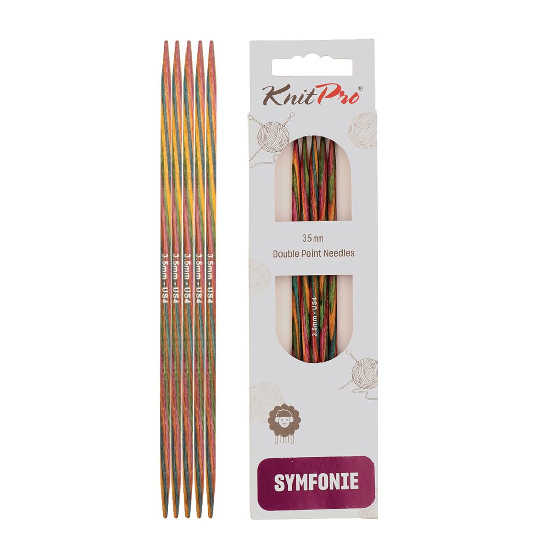KnitPro Symfonie Double Pointed Needles 4" (10cm) | 3.50mm