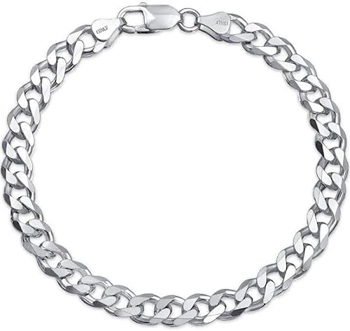 Verona Jewelers - Pulsera de plata esterlina italiana con eslabones cubanos para hombre, 7.5 mm, 8 mm, 9.2 mm, 11 mm, 15 mm, plata esterlina 925,