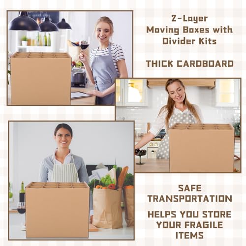 Cajas de mudanza para copas de vino de doble capa con 72 bolsas protectoras 6