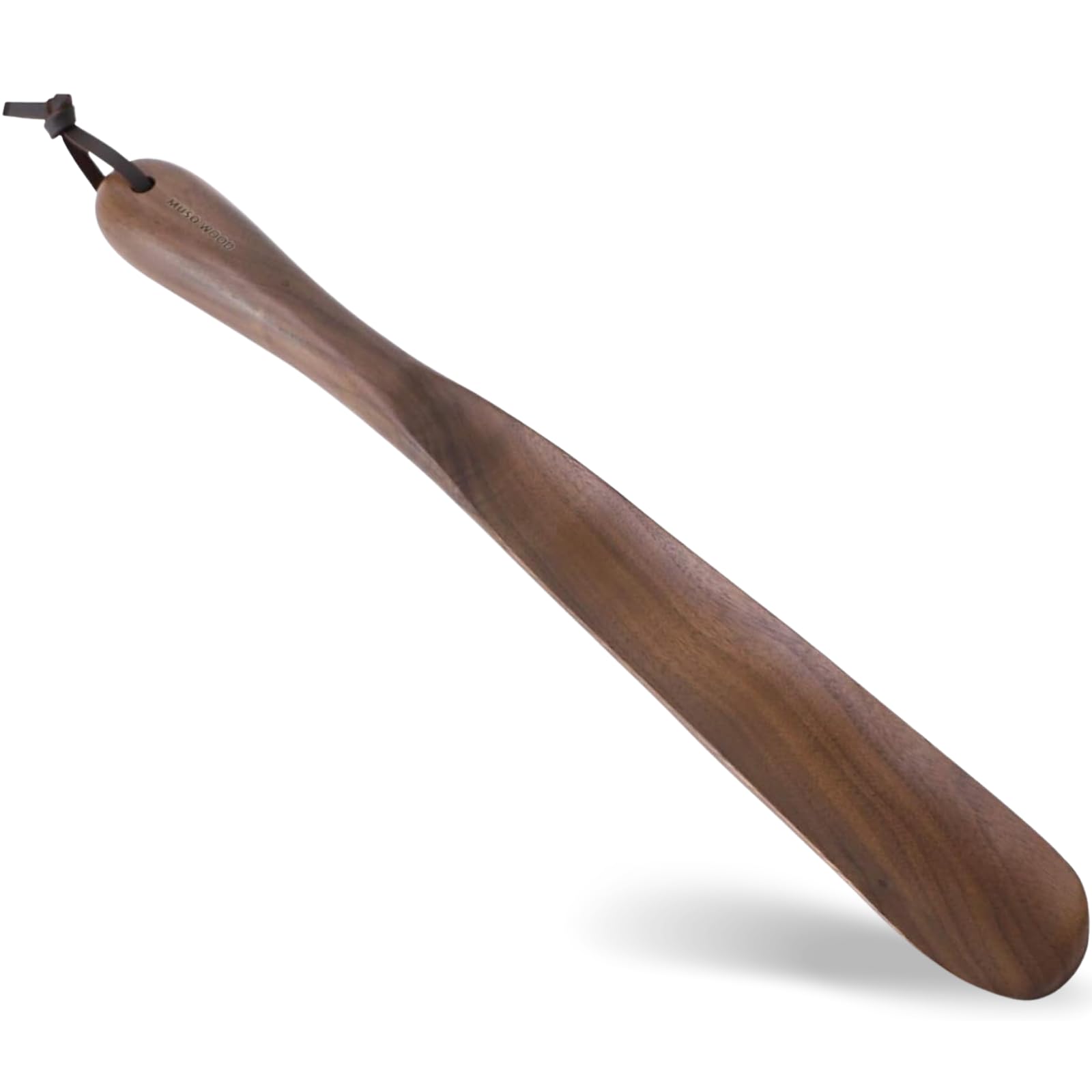 Muso Wood Chausse-pied en bois de noyer à long manche (38,1 cm) pour hommes, femmes, enfants, personnes âgées, grossesse