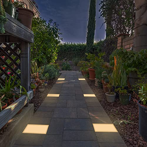 Image of LUMENGY Paver Light 9x9 Inch (8.85x8.85), 2700K Warm White, Glare-Free Brick Lighting for Driveways, Walkways, Pool Decks and Patios, 12V Hardwired, IP67 Waterproof, Drive-Over Rated