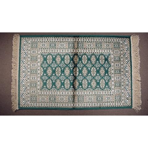 Imperial Alfombra Fina Barata Lavable Viscosa 100% con Flecos Belga (BUCARA Verde) Cover
