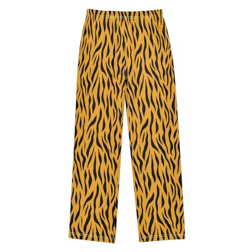 Pajama Pants Sleep Pants Soft Elastic Waist Pajama Lounge Pants Tiger Skin for 6-14 Years Old