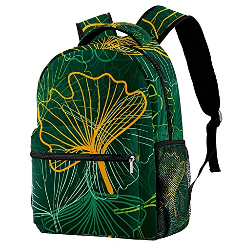 Sac à dos de voyage campus vert foncé ginkgo grand volume pour filles et garçons