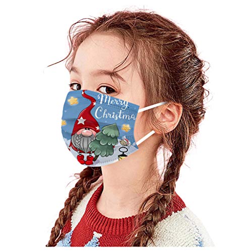 Preisvergleich Produktbild Gugavivid 10 Stücke Weihnachten Baumwolle Mundschutz Kinder Cartoon Druck Verstellbarer Hängendes Ohr StaubschutZ, Atmungsaktive Waschbar Half Face Halstuch für Jungen und Mädchen(10PCS,B)