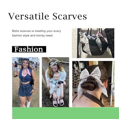 4Pcs Fashion Scarves for Women, Multifunctional Boho Scarves Headbands Satin Scarf for Bag Hair Accessories3