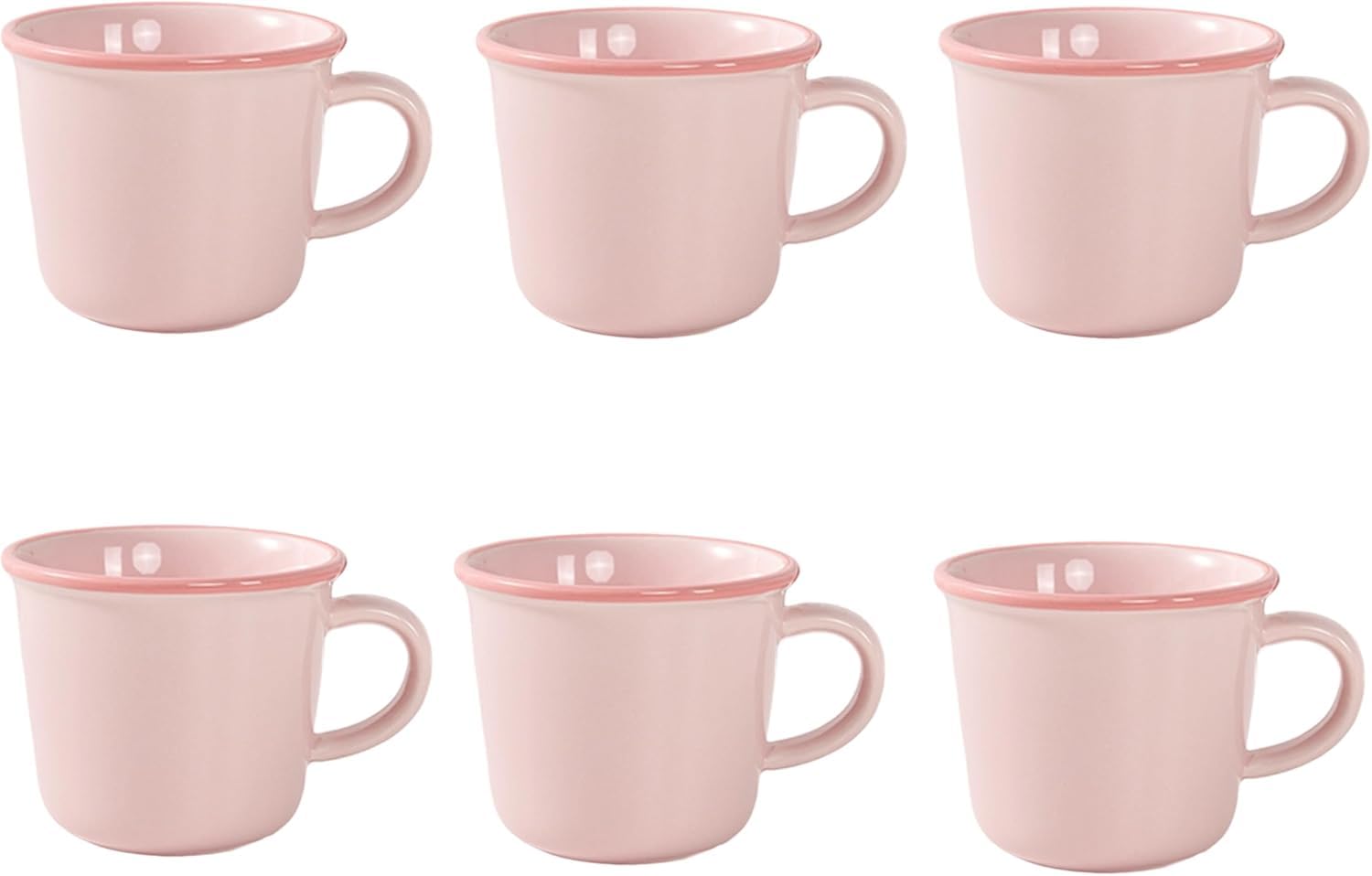 LOAMCRAF 12 Ounce (360ml) Porcelain Coffee Mugs, Set of 6 Mugs for Coffee, Tea, Milk, Cocoa, Pink