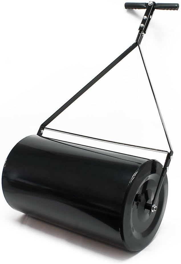 Heavy Duty Lawn Roller,Combination Push/Tow Lawn Roller with Easy-Turn Plug,6 Gallon Durable Iron Garden Lawn Roller, for Lawn, Garden and Yard, Black