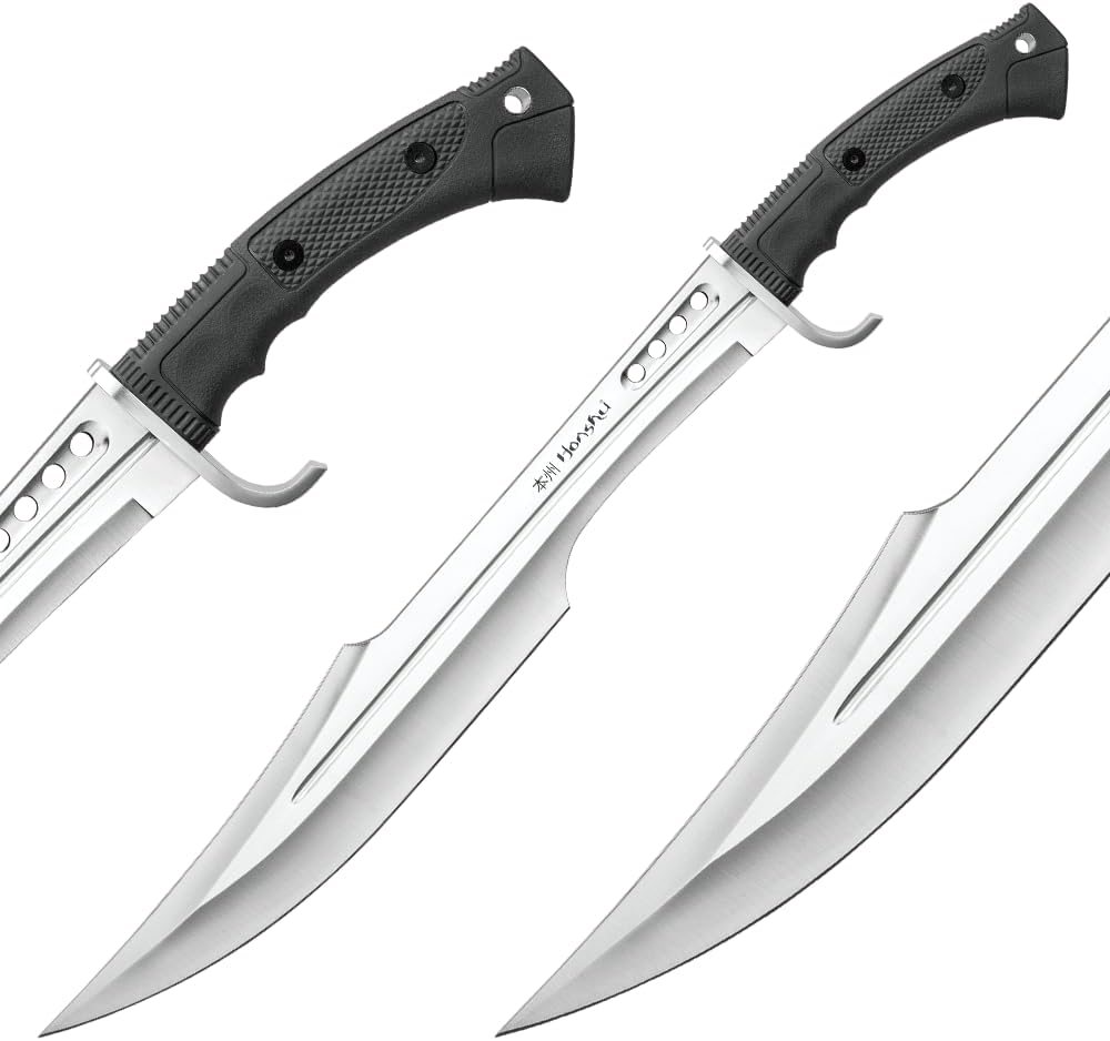 Honshu Spartan Sword and Scabbard - Original | Battle Ready Full Tang | 7Cr13 Stainless Steel Blade - 16.5” Length | Tactical Sword - 23” Overall