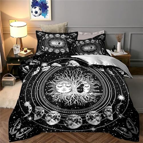 Housse de couette phases de la lune fermeture éclair parure de lit microfibre 135x200 - 6