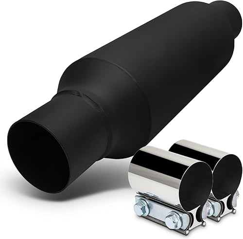 M-AUTO Silenciador universal de entrada y salida de 2.5 pulgadas, accesorios de acero inoxidable resistentes para automóviles y camionetas, longitud