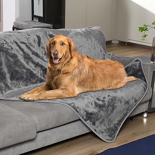 PETTOM Fleece Hundedecke wasserdichte Haustierdecken, weicher Plüschüberwurf für Katzen Welpen Schützt Couch, Stühle, Auto oder Bett vor Verschütten, Flecken - Maschine waschbar 152 x 127 cm