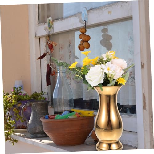 Vase en acier inoxydable or résistant pour fleurs de table basse et décoration chic