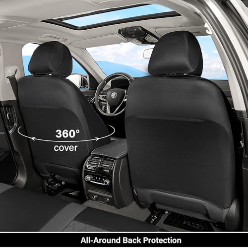 Image of Coverado Universal Leather Seat Covers Full Set for 5 Seats - Waterproof, Durable All-Weather Protector for SUV, Pickup Truck, Sedan （Black&Gray）