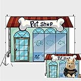 8x6ft Cartoon Pet Shop Backdrop Pet Shop Storefront Backdrops for Girl Boy 1st Birthday Party Photography Background School Play Background Pets Photo Booth Props