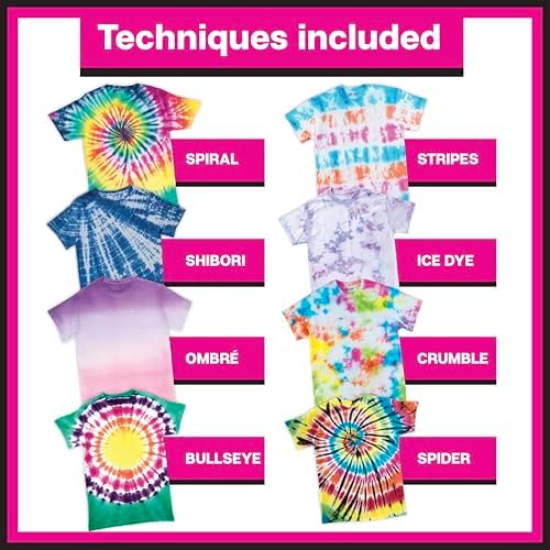 Tulip One-Step Tie Dye Kit, Large Group Activity, Gift, 14 Vibrant Colors, Permanent Fabric Dye, Easy Clean-up, 18 Prefilled Full-Size Bottles and Tools - View 8
