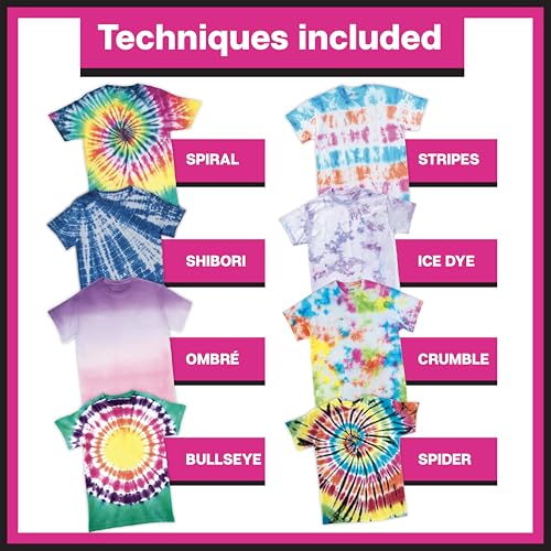 Tulip One-Step Tie Dye Kit, Large Group Activity, Gift, 14 Vibrant Colors, Permanent Fabric Dye, Easy Clean-up, 18 Prefilled Full-Size Bottles and Tools by TULIP - Image 6