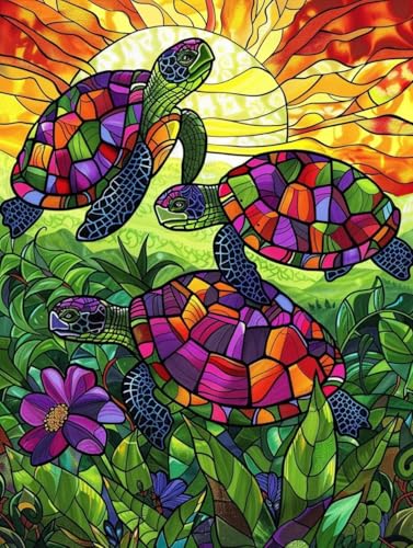 Kit flor manualidades de pintura guiada para reducir el estrés con lienzo gigante de tortuga