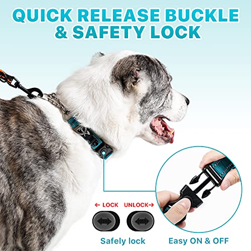 PETTOM Hundehalsband, Zugstopp Halsband Hunde mit Sicherheitsschloss, Halsband Breit Verstellbar und Reflektierend für Große Mittlere und Kleine Hunde