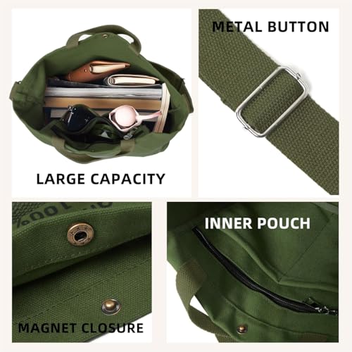 Image of Canvas Tote Bag For Women inside out bag Crossbody Handbag with Adjustable Strap and Coin Purse for Work,Travel,Grocery