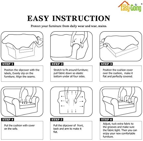 Easy-Going 2 Pieces Microfiber Stretch Sofa Slipcover &ndash; Spandex Soft Fitted Sofa Couch Cover, Washable Furniture Protector with Elastic Bottom Kids,Pet (Sofa, Dark Gray