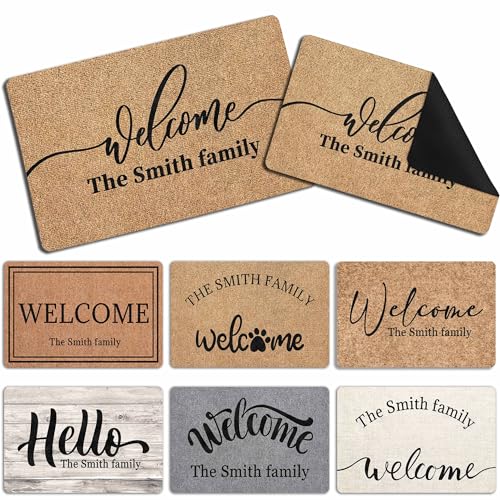 AOFUN Ship Next Day, Custom Door Mats with Family Name, Classic Customized Text Welcome Mat Housewarming Gift Indoor Outdoor Entrance Personalized Door Mat for Home Decor